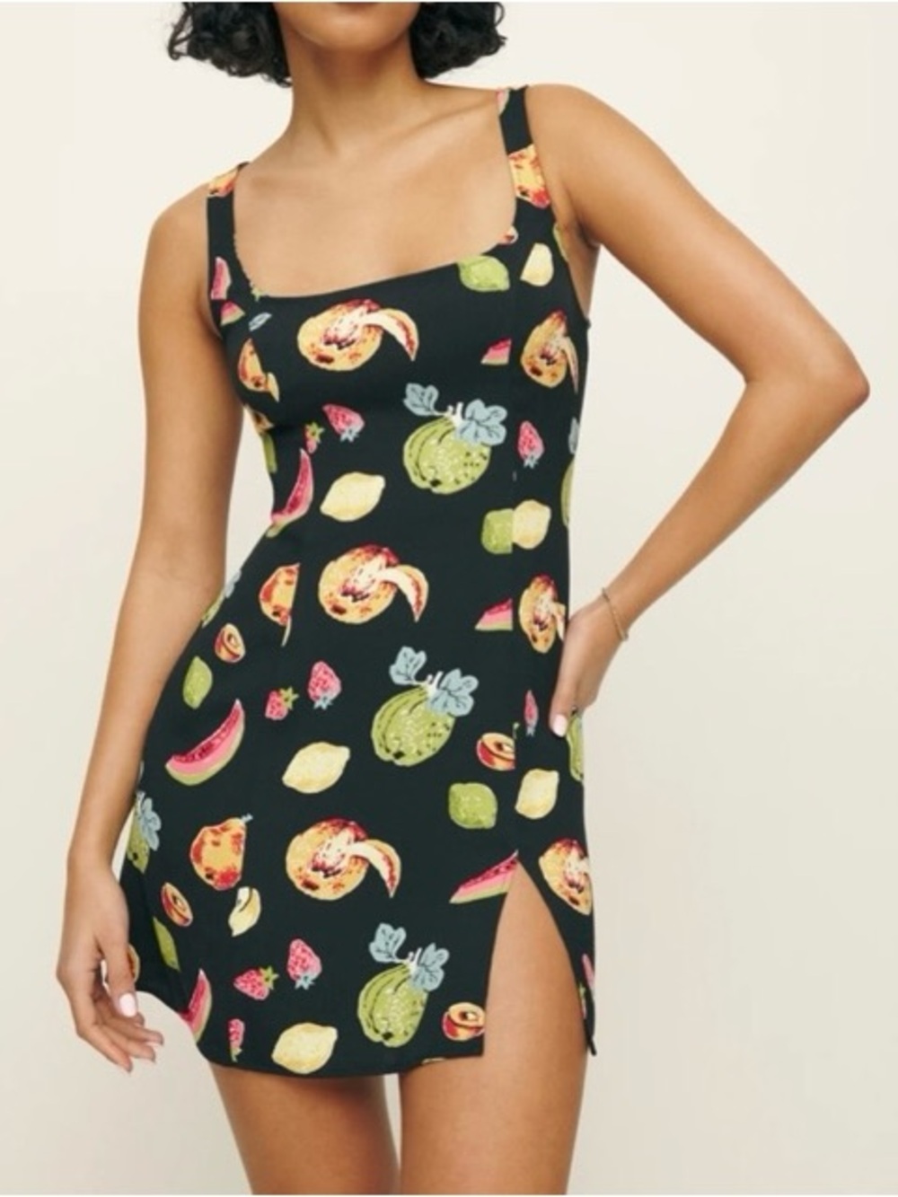 Reformation Black Tropical Fruit Print Dress - Picture 6 of 7